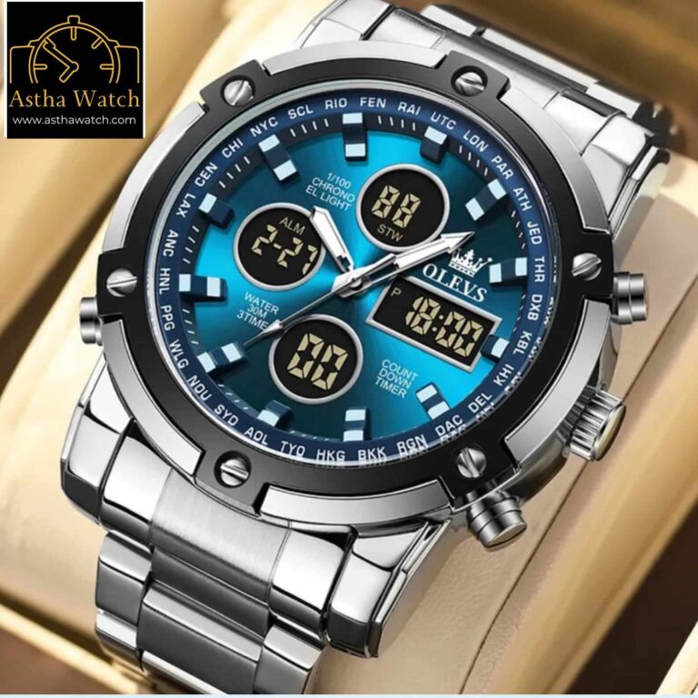 Olevs Luxury 1106 Model Dual Time Watch for Men