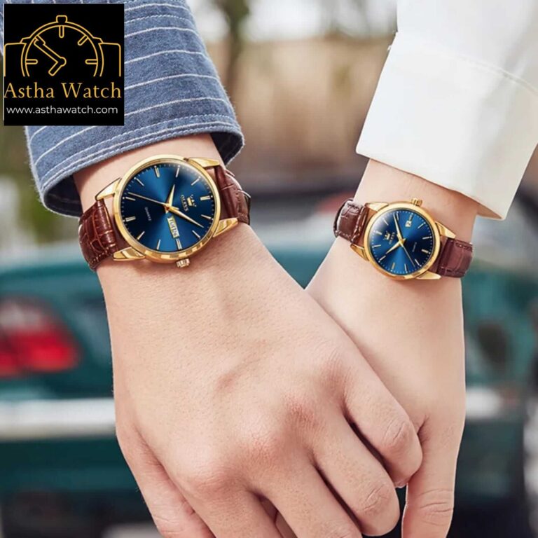 Olevs Luxury 6898 Model Leather Belt Couple Watch