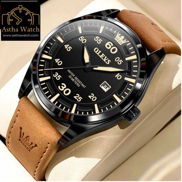 Olevs Luxury 9962 Model Leather Belt Watch for Men
